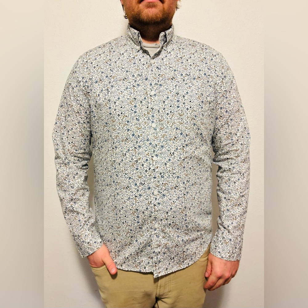 J. Crew slim flex casual shirt in white floral - Picture 4 of 5